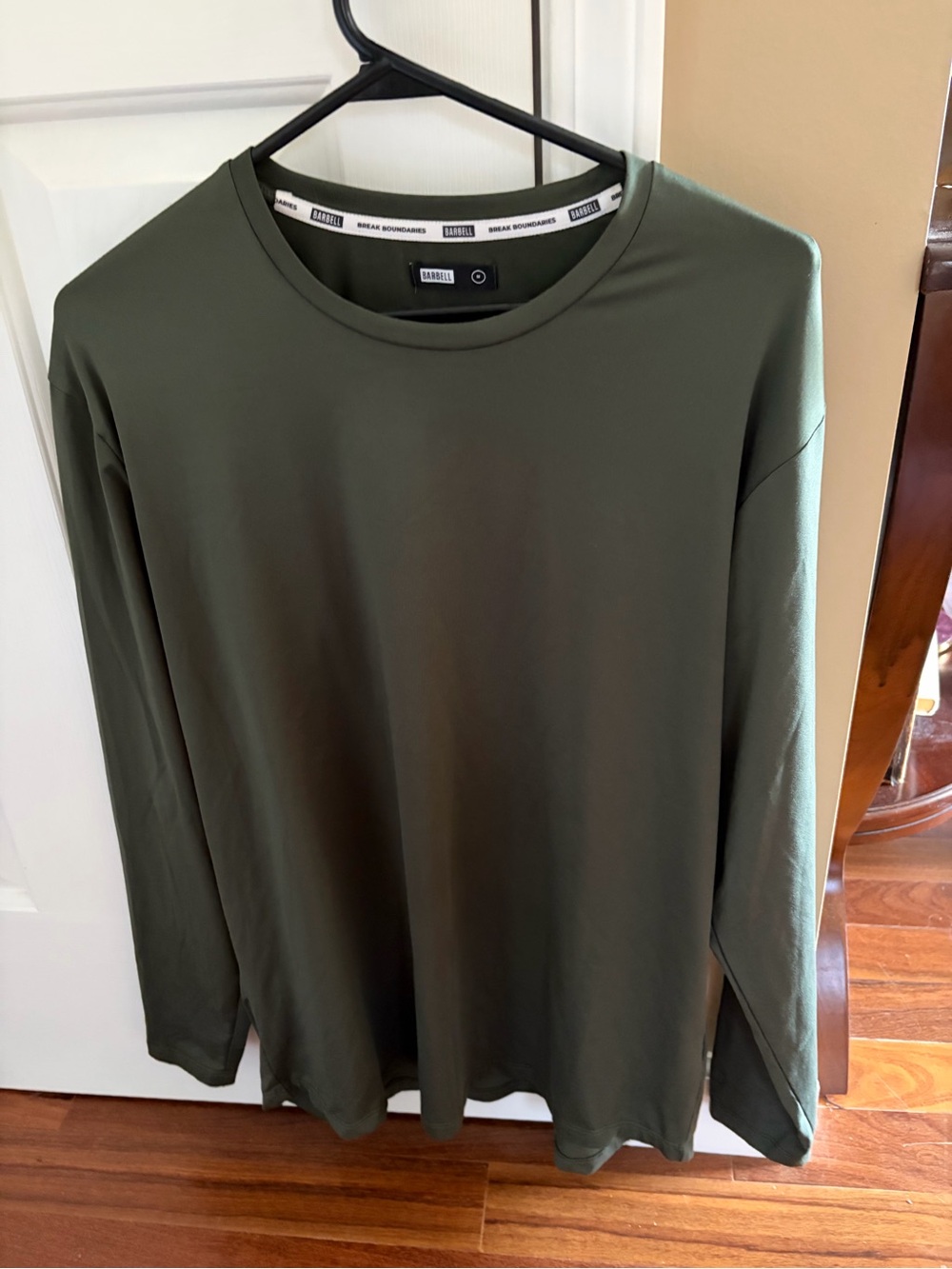 Barbell Apparel Men’s Havok long sleeve workout tee - Medium - army green color